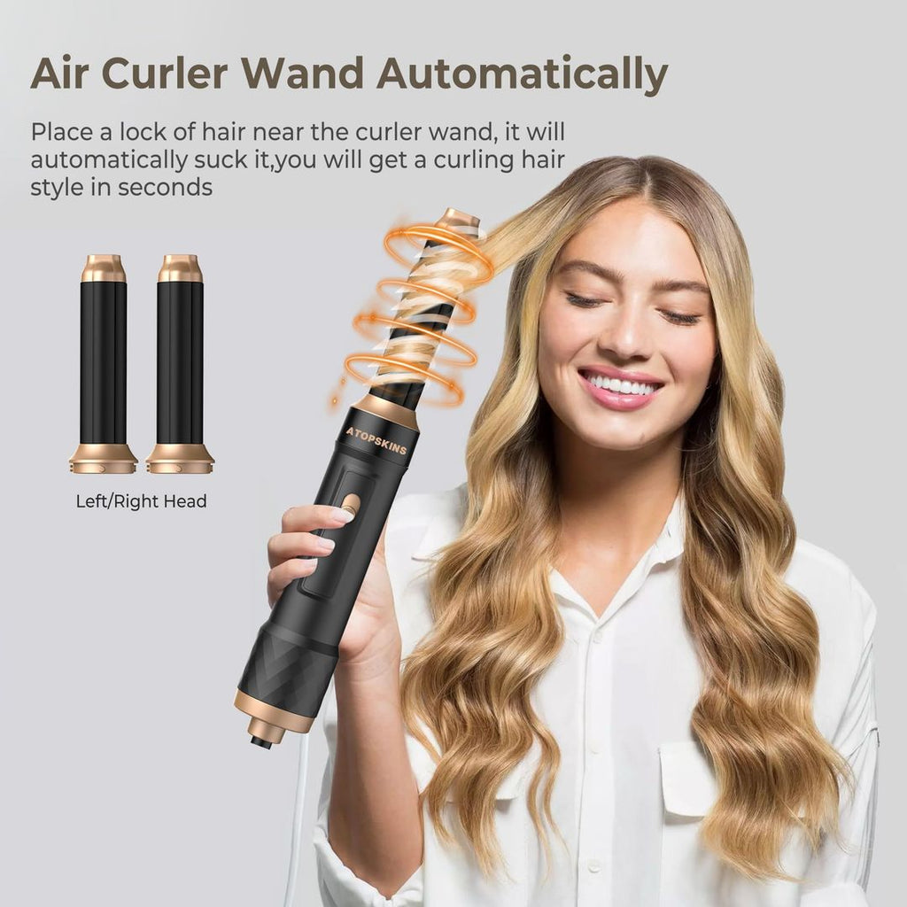 6-in-1 Heißluftbürste Haarstyler 1000W Ionic – Lockenbürste, Föhn & Glätter in einem