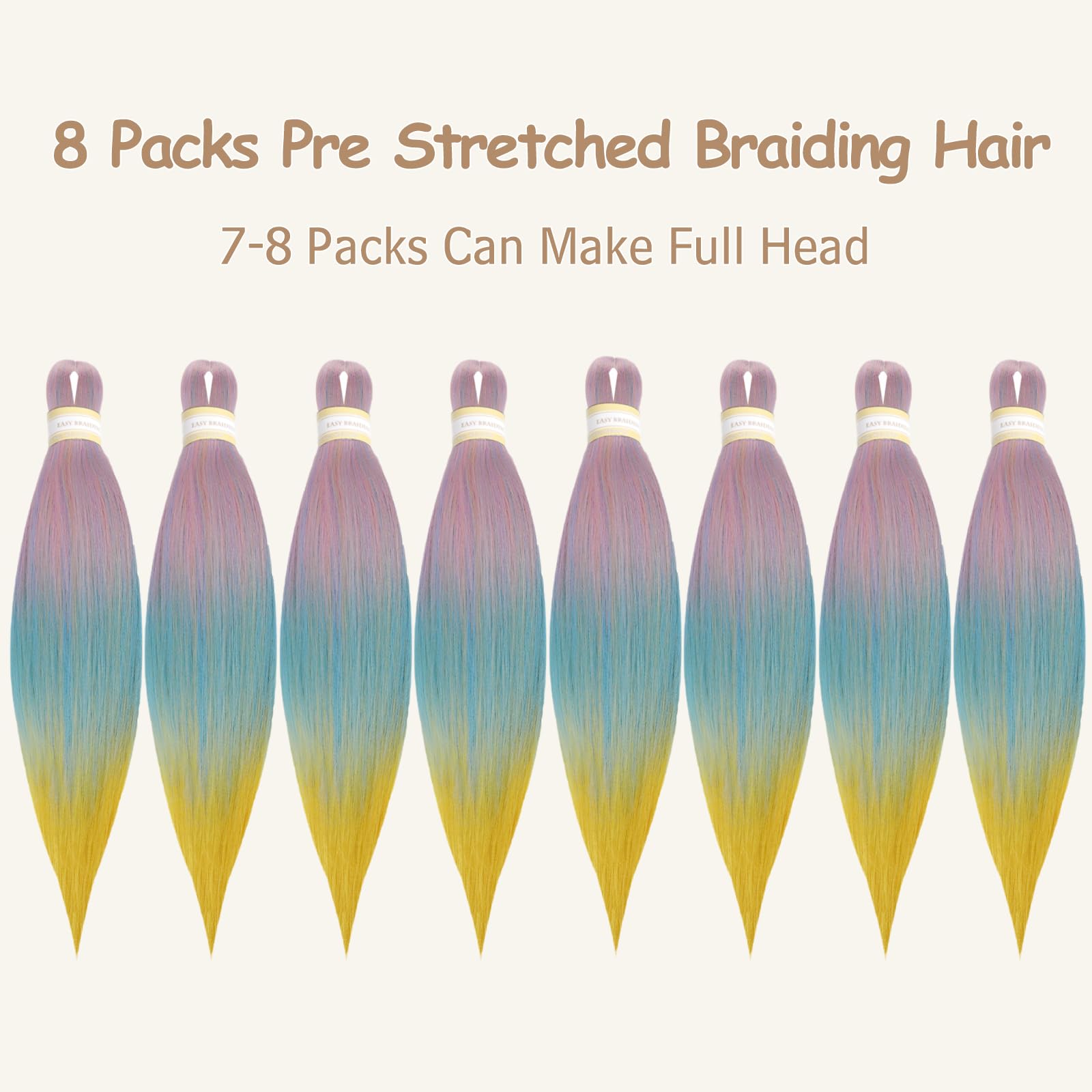 Easy Braids, Flechthaar, 50,8 cm, 8 Packungen