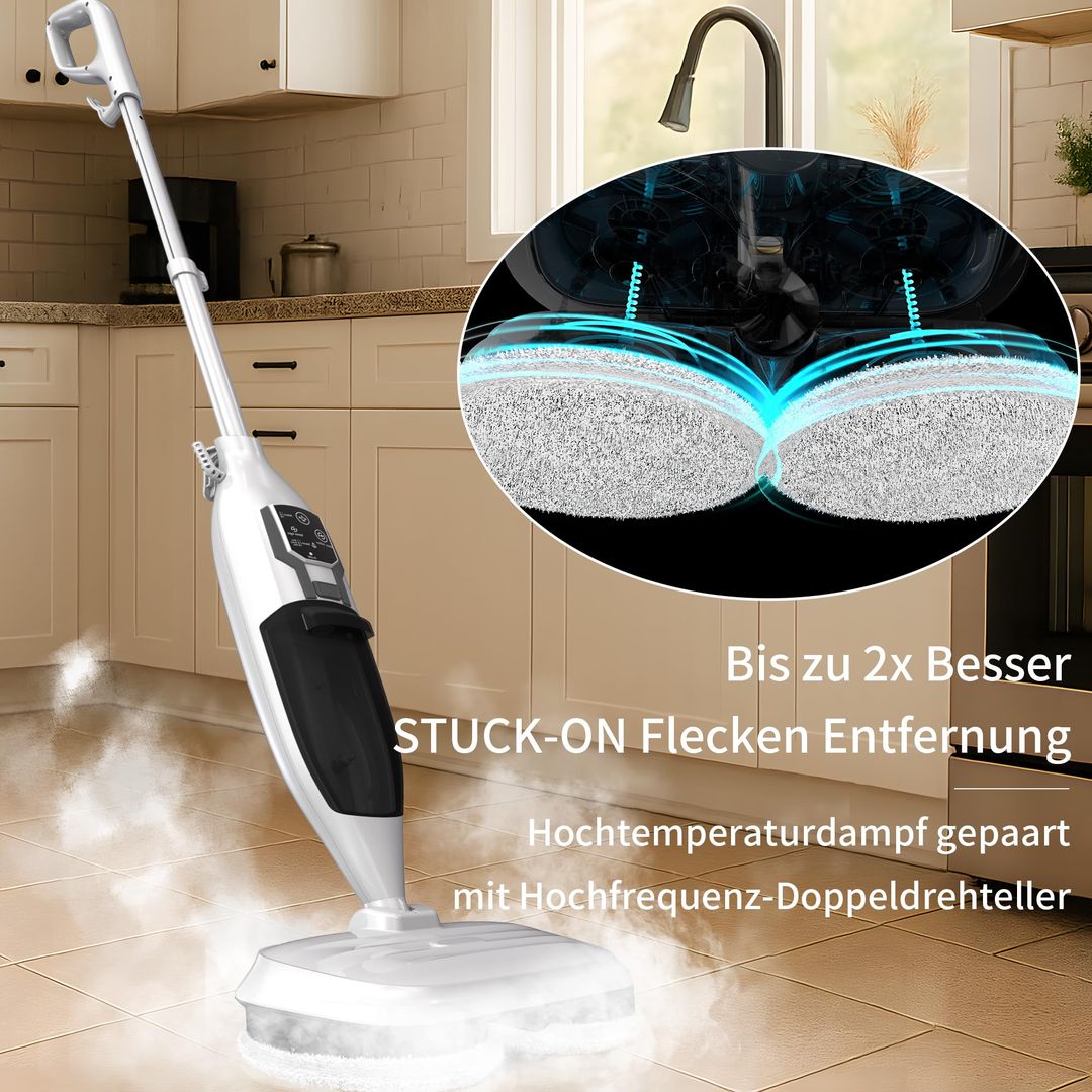 2-in-1 Dampreiniger Mop mit 13 Teile Zubehör