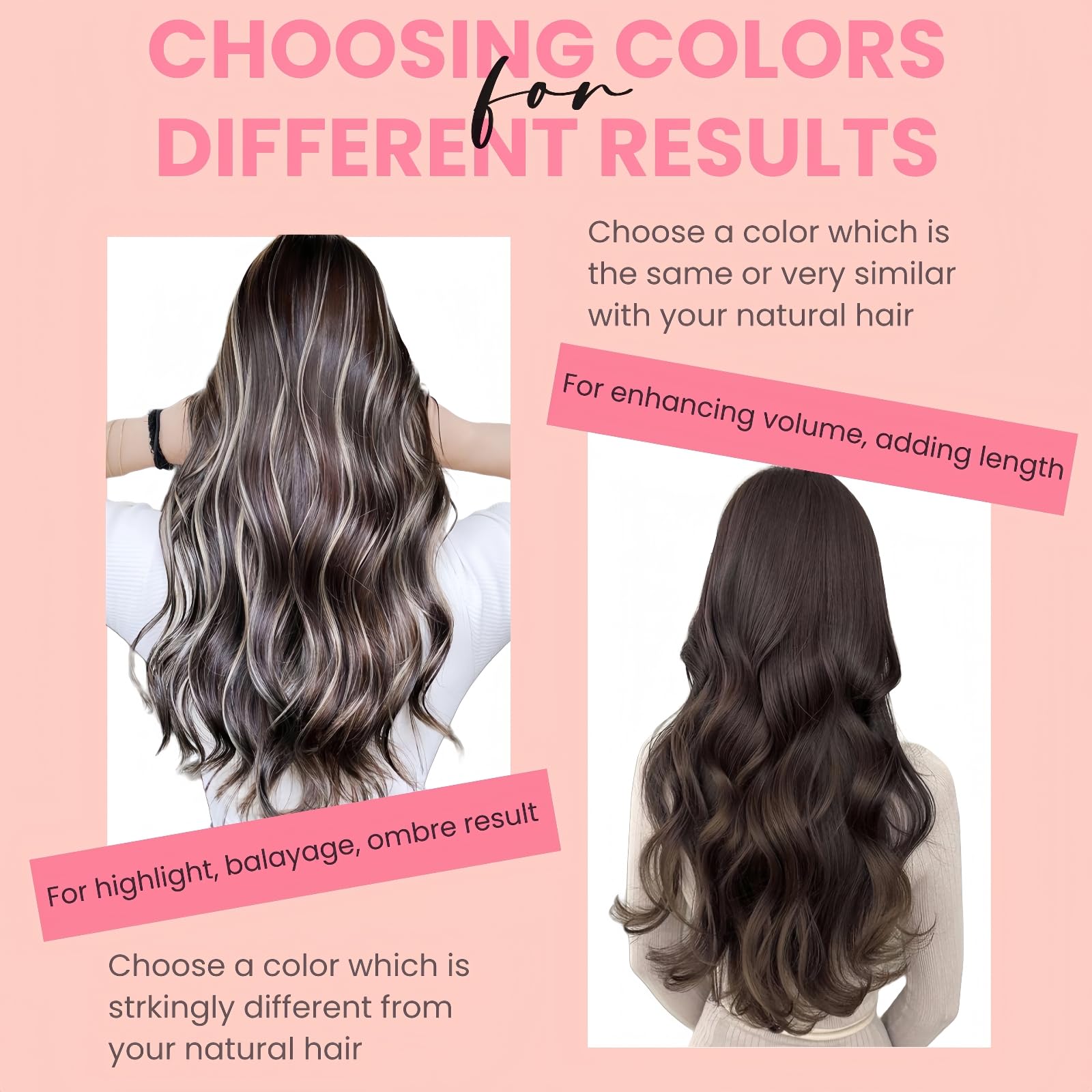 FUOTONBUTY Clip-in Extensions Echthaar, Schwarz, 90g