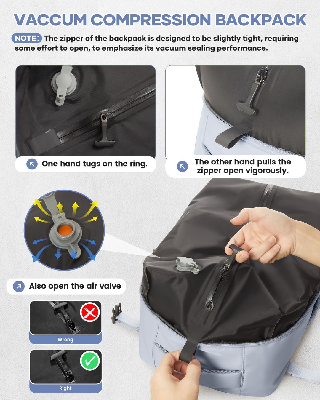 Rucksack mit Vakuumsystem