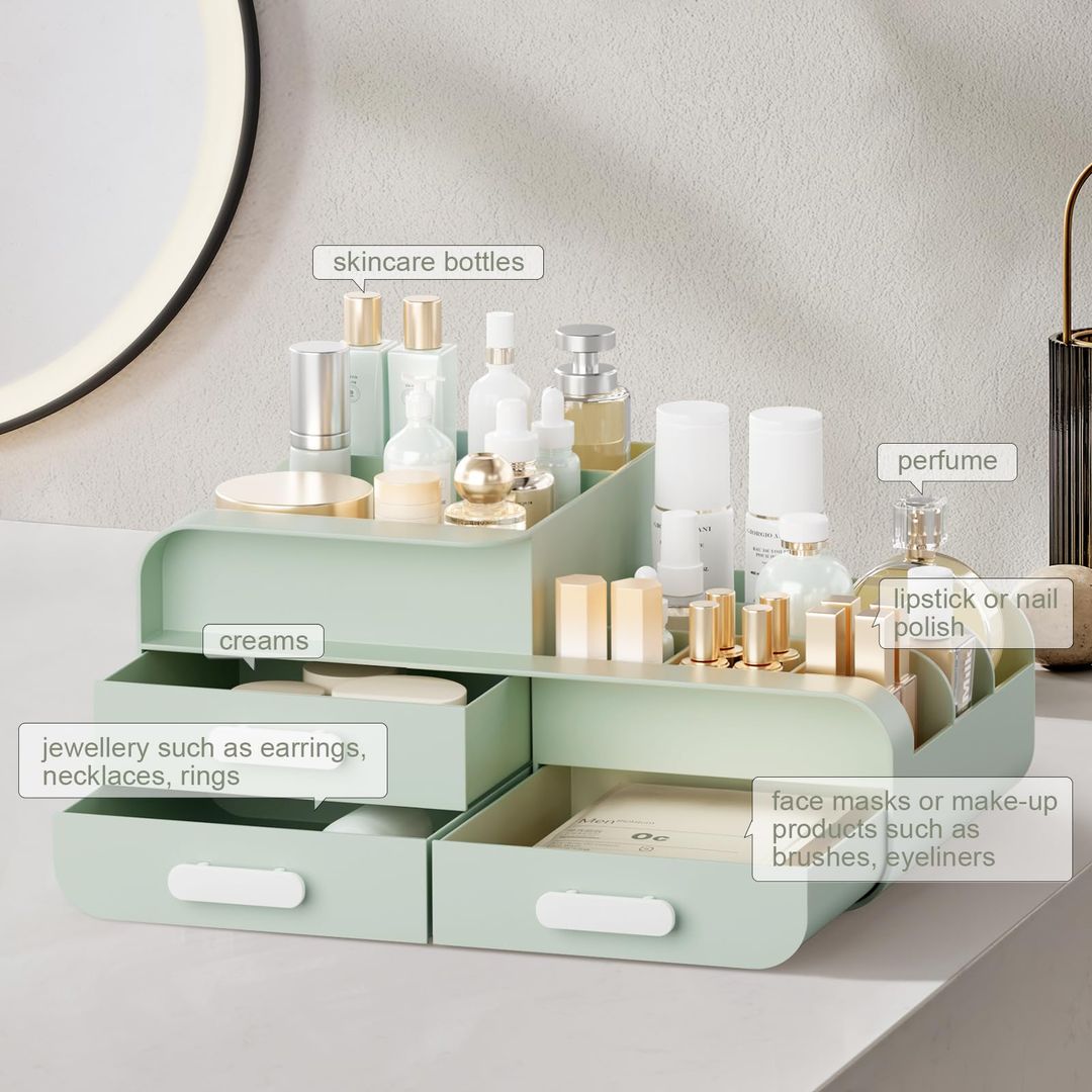 bad aufbewahrung kosmetik Makeup-Organizer mit Schubladen Mint Kosmetik Aufbewahrung Schminktisch Bad – widim.de