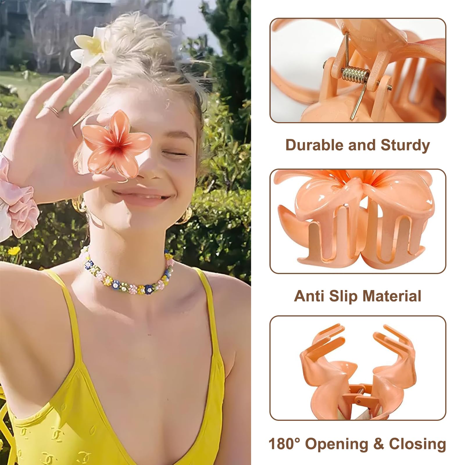 AUTOWNLUX 8-teilig Set - Große Blumenhaarklammern