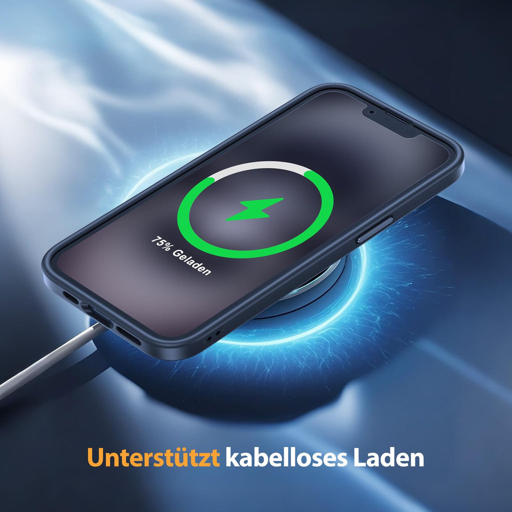 Miracase Hülle für iPhone 16e mit 2 Displayschutzfolien, 360°-Airbags, Militärstandard-Schutz – Mattblau, 6,1 Zoll