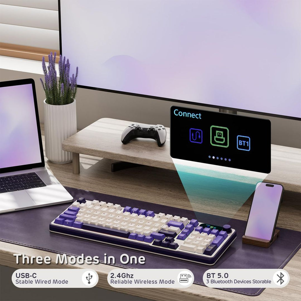 RK ROYAL KLUDGE S98 Mechanische Tastatur mit Smart Display &  Knopf