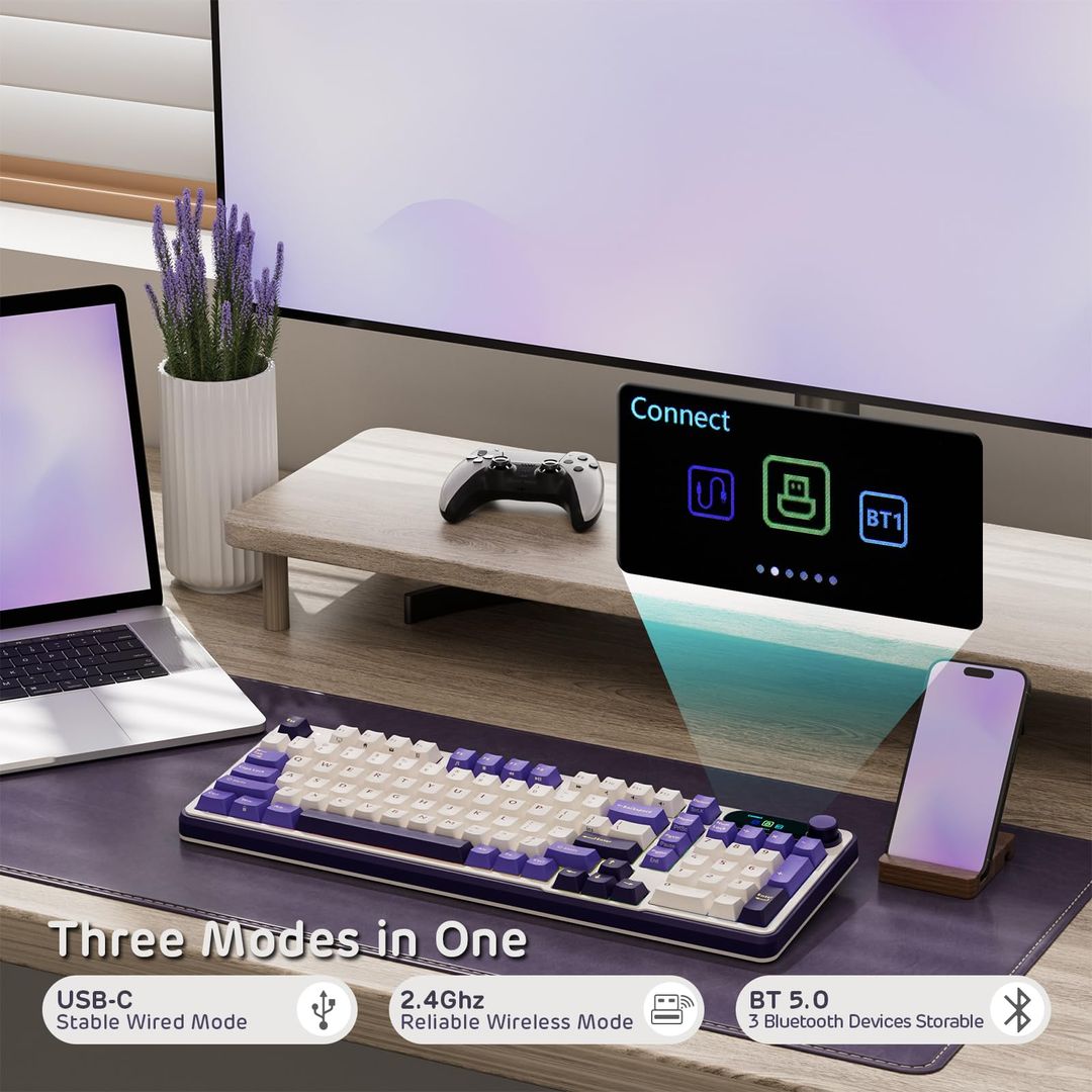 RK ROYAL KLUDGE S98 Mechanische Tastatur mit Smart Display &  Knopf