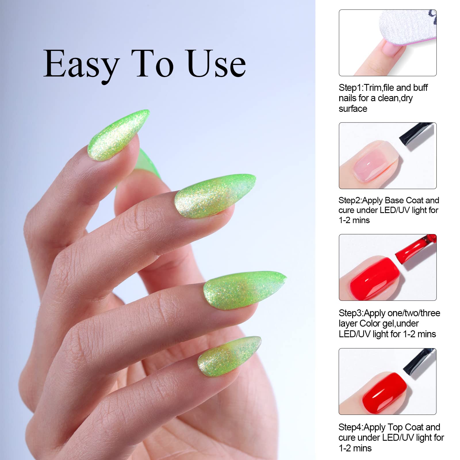 Glitzer-Gel-Nagellack – 15 ml - leuchtend grün