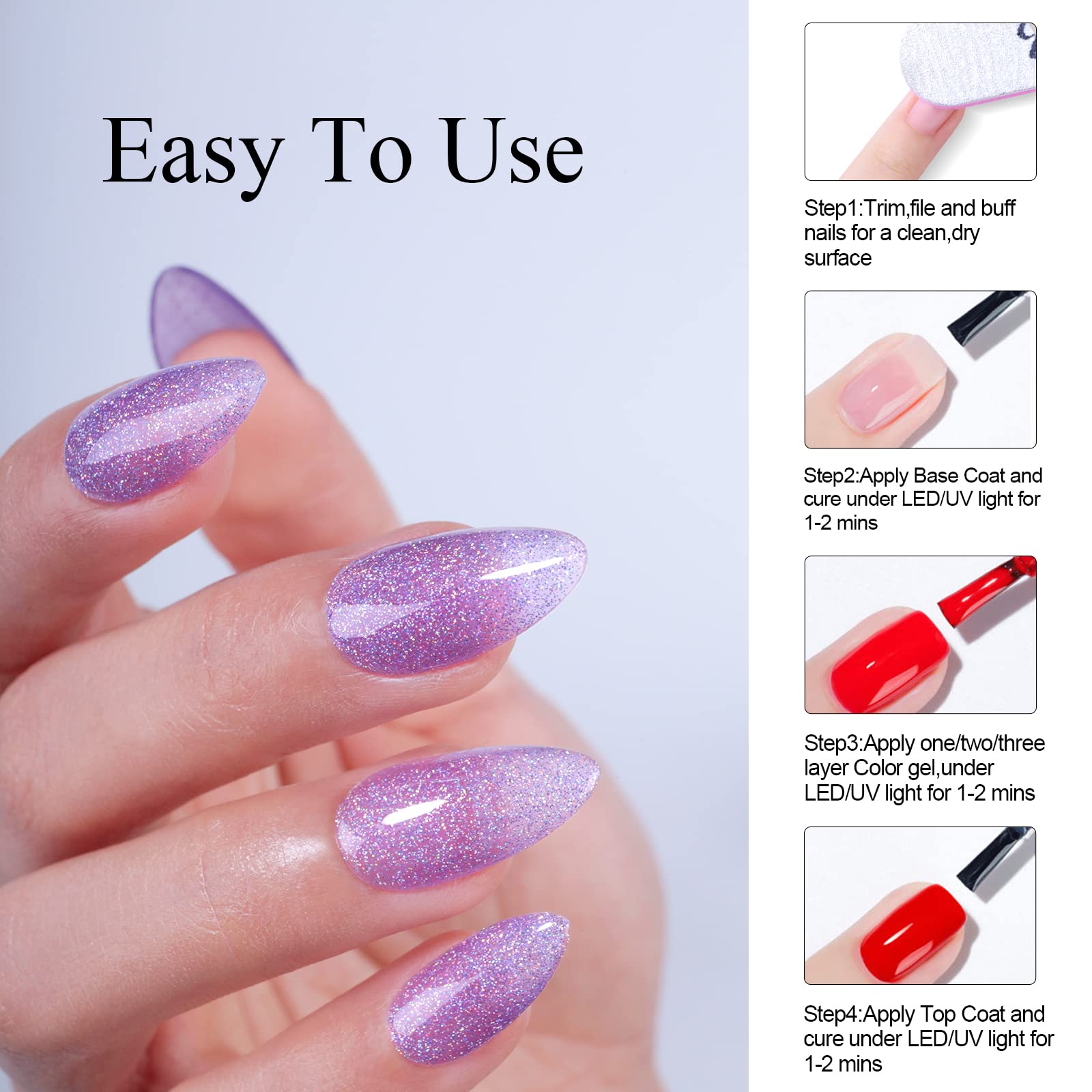 Glitzer-Gel-Nagellack – 15 ml - dunkle Orchideenfarbe