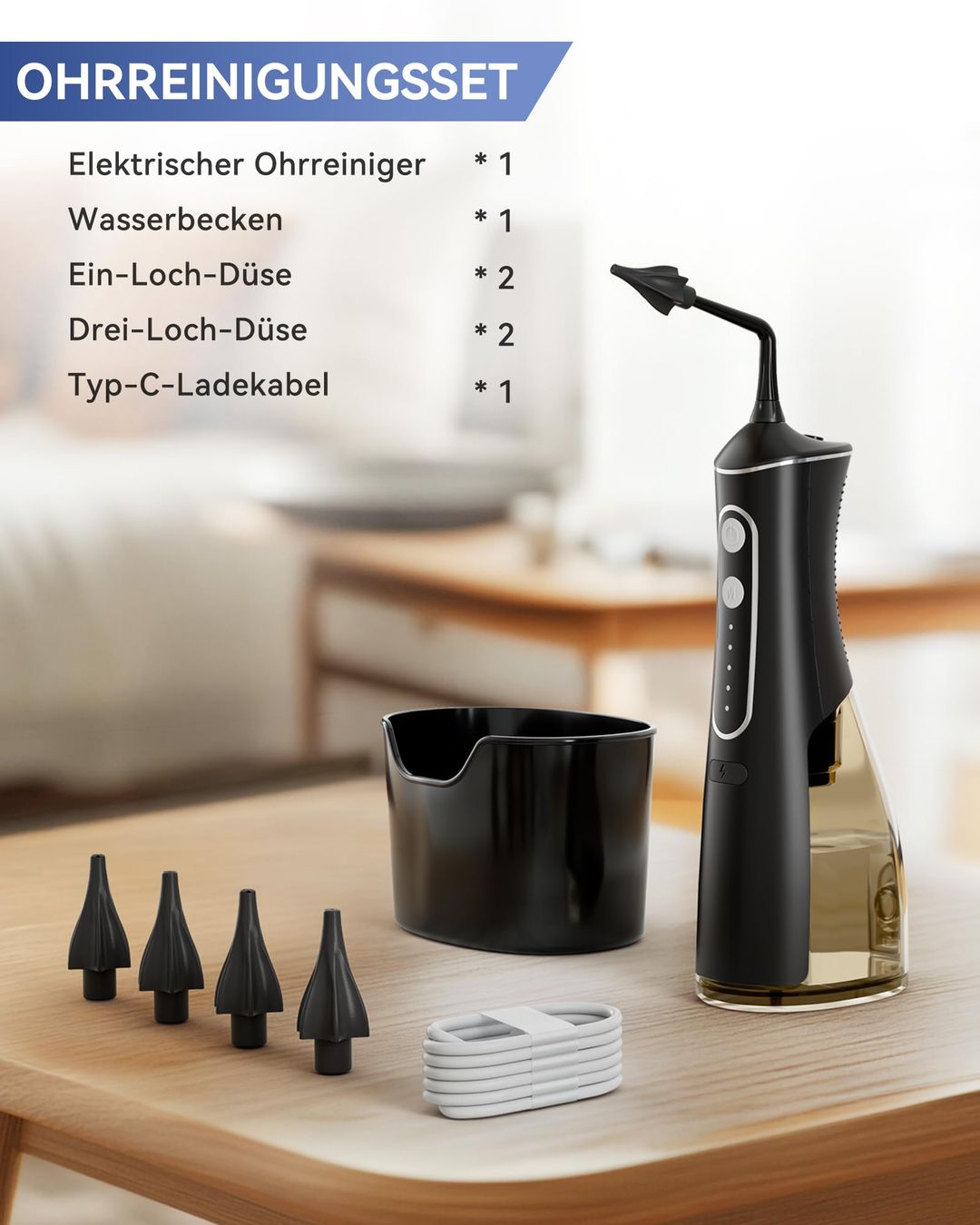 Elektrischer Ohrenschmalzentferner – IPX7 Wasserdicht