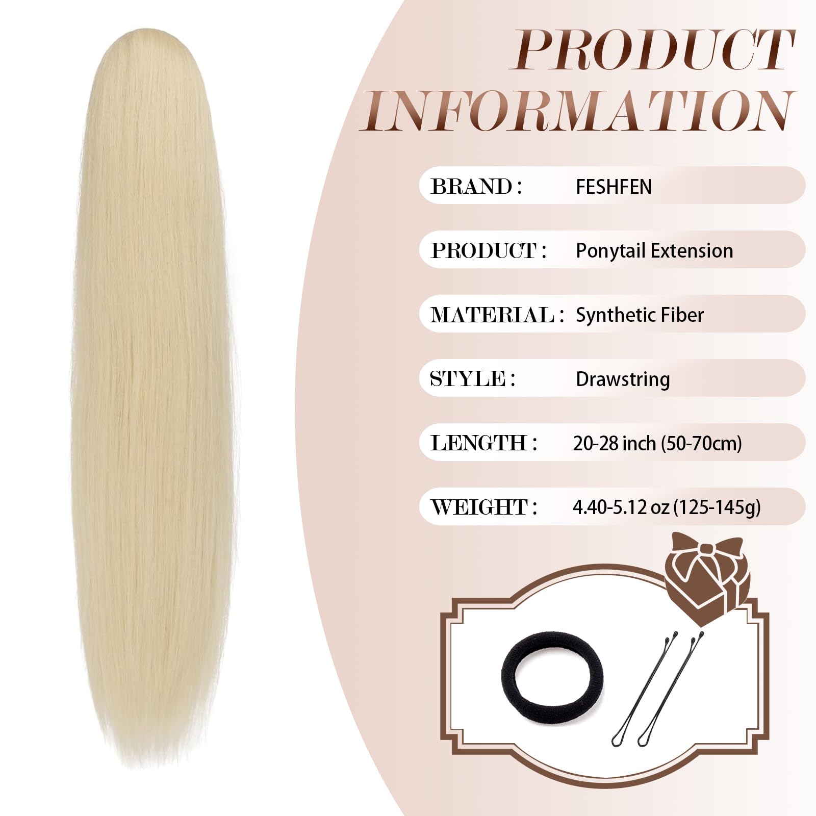 Pferdeschwanzverlängerungen mit Zugband 60cm