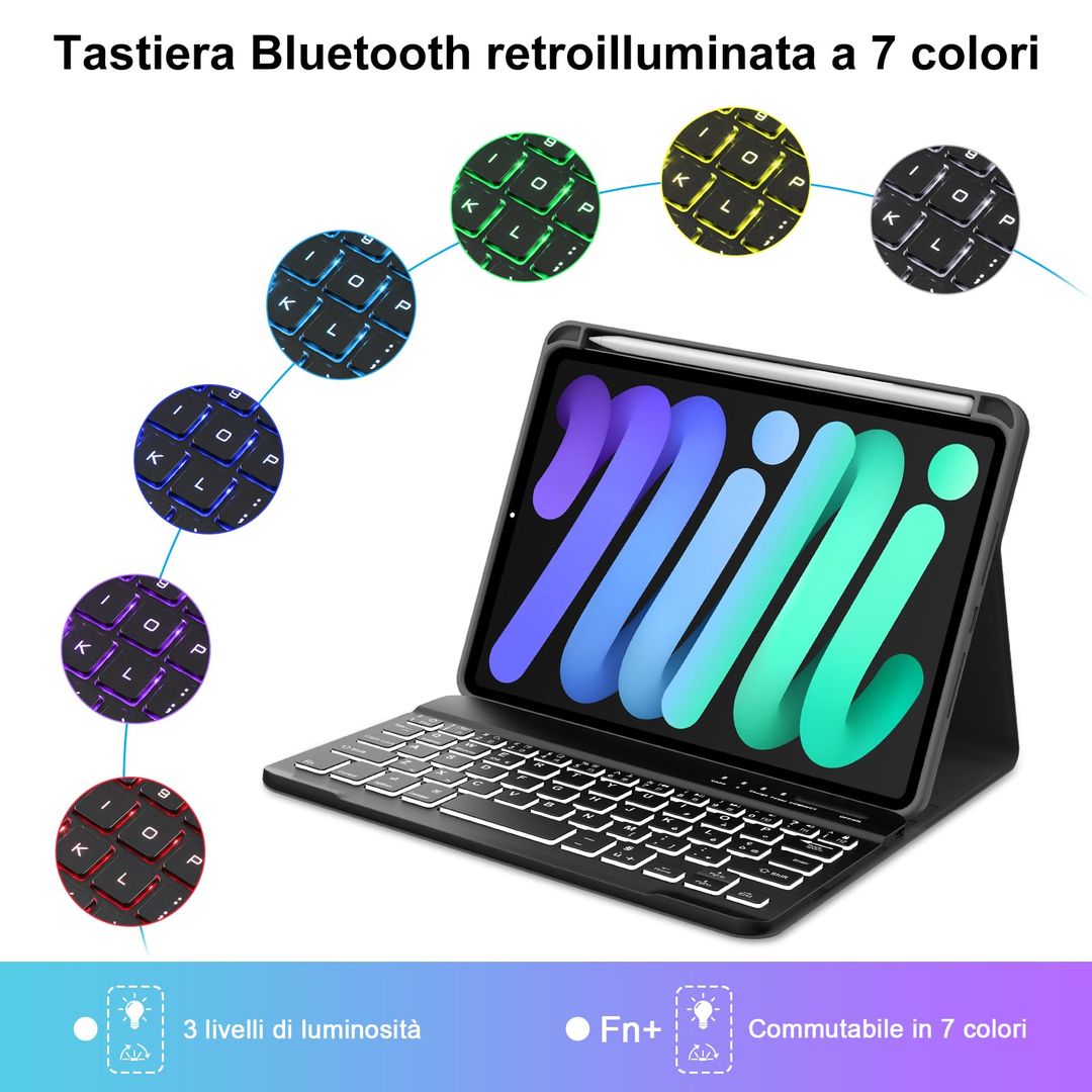 IVEOPPE iPad Mini Tastaturhülle mit Hintergrundbeleuchtung iPad Mini 8.3''