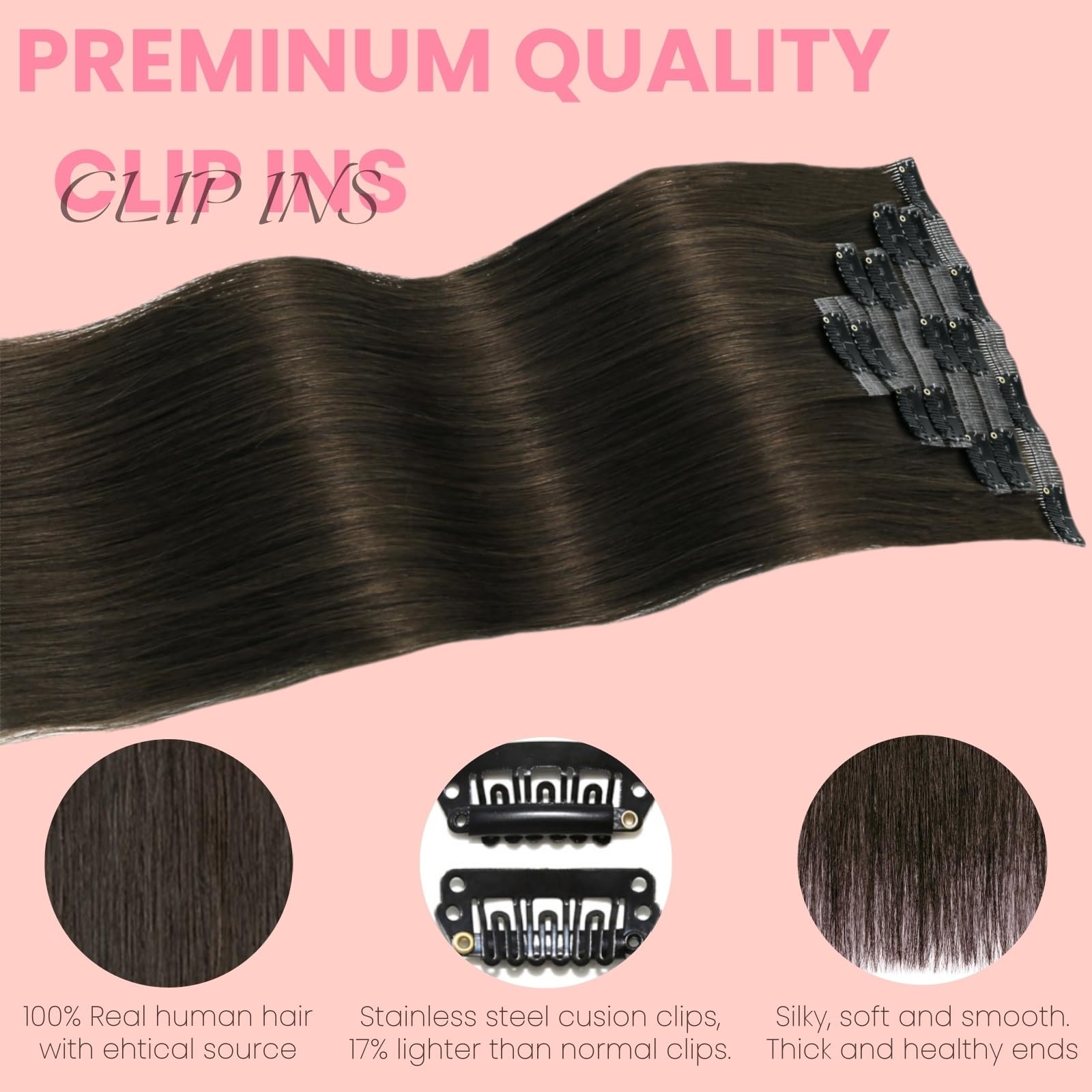 Clip-in Haarverlängerungen Echthaar doppelt genäht 7 Teile