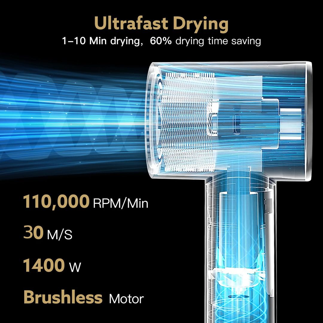 6-in-1 Haartrockner und Styler mit Ionenfunktion, 1400 W, Weiß