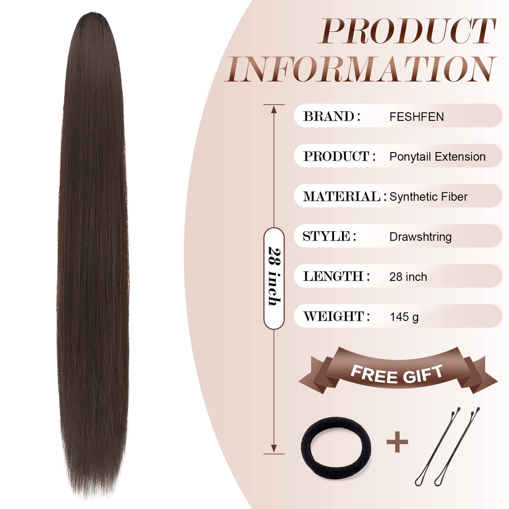 lange gerade Pferdeschwanzverlängerungen mit Zugband 70cm