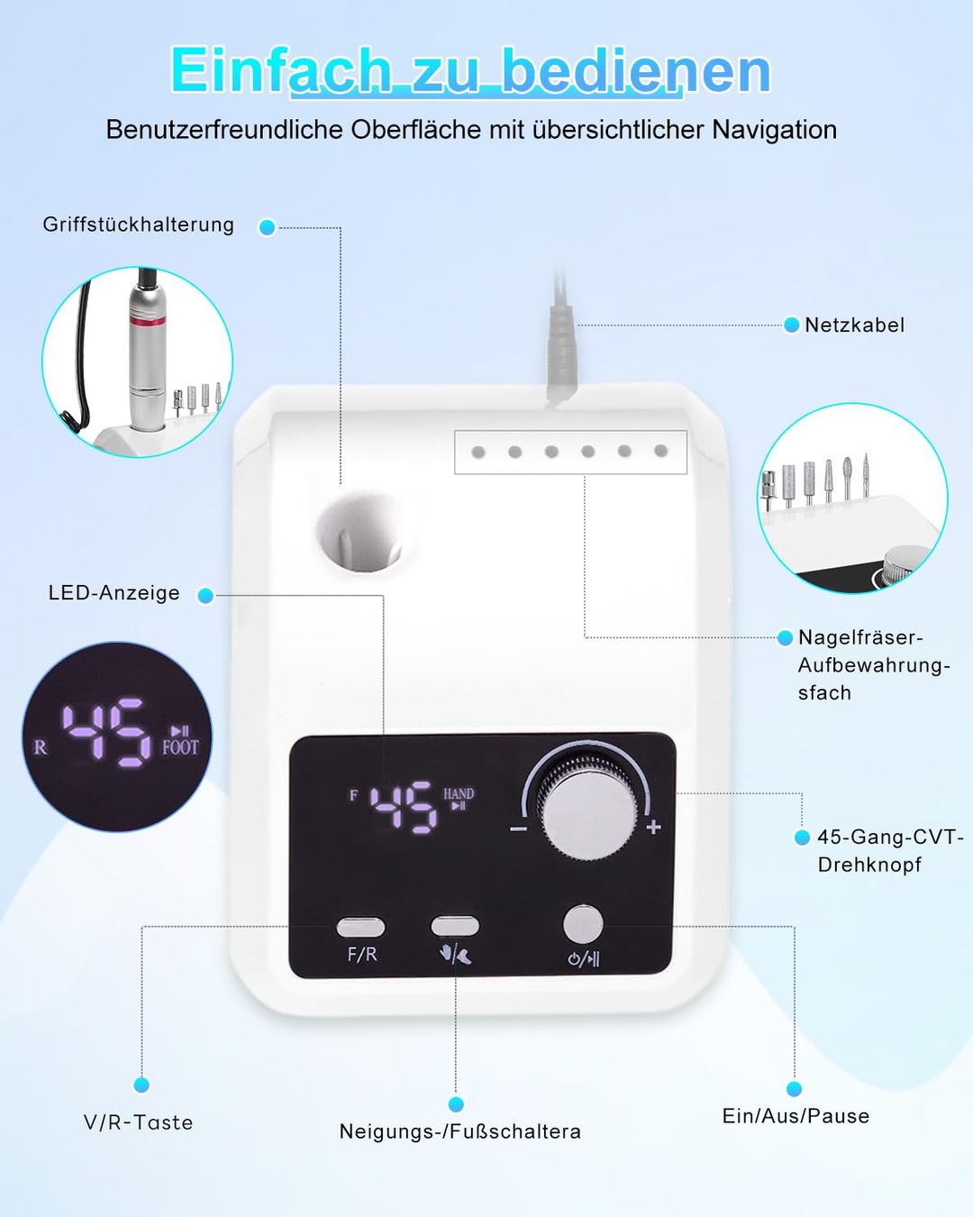 Elektrische Nagelfräse Profi – 45.000 U/min