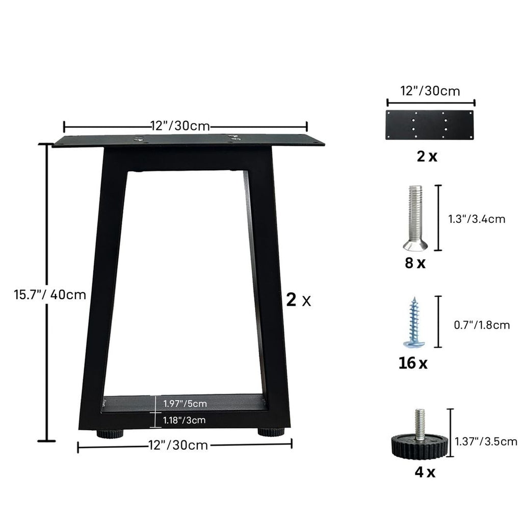 Verstellbare Metalltischbeine – Für Couchtisch, Schwarz, H 40 cm