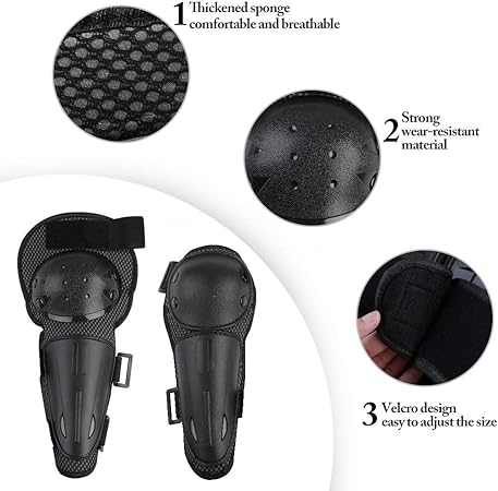 JUSTDOLIFE Kinder-Motorradschutz SET - 4/6/8/10/12/14 Jahre (Schwarz)