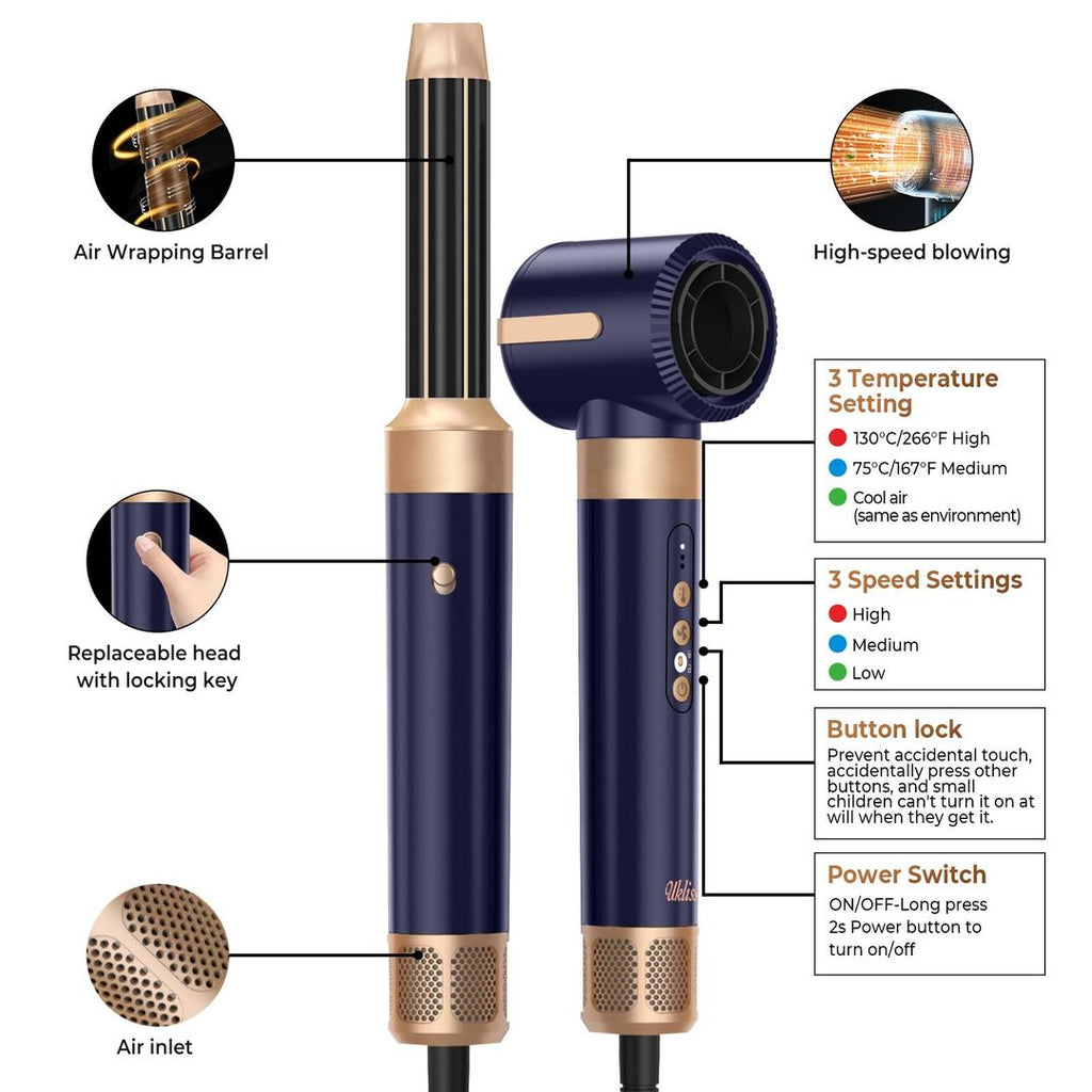 7-in-1 Airstyler mit 1400 W, Diffusor und 30-mm-Luftlockenbürste