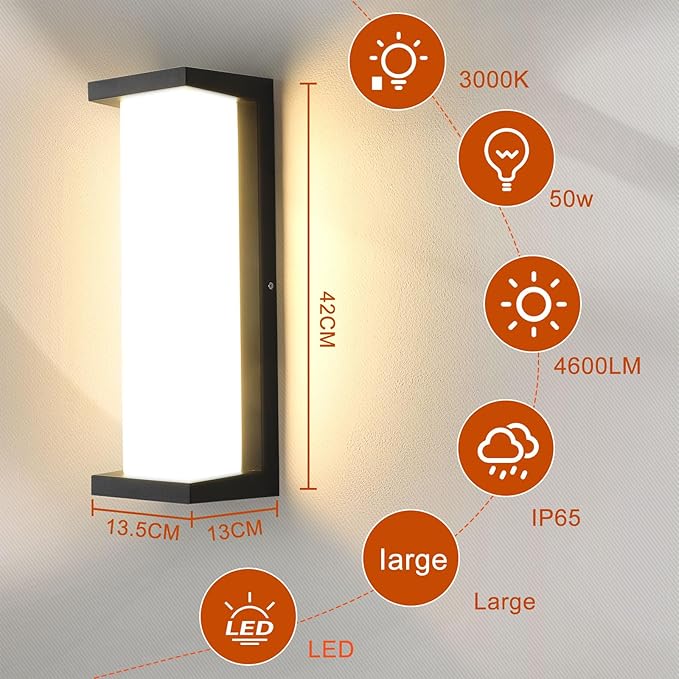 Lightsjoy 50W LED-Wandleuchte für den Außenbereich, IP65