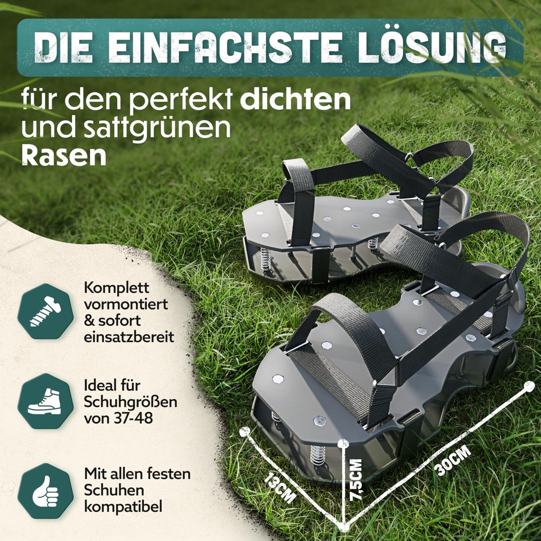 Rasenbelüftungsschuhe mit Federmechanik, vormontiert