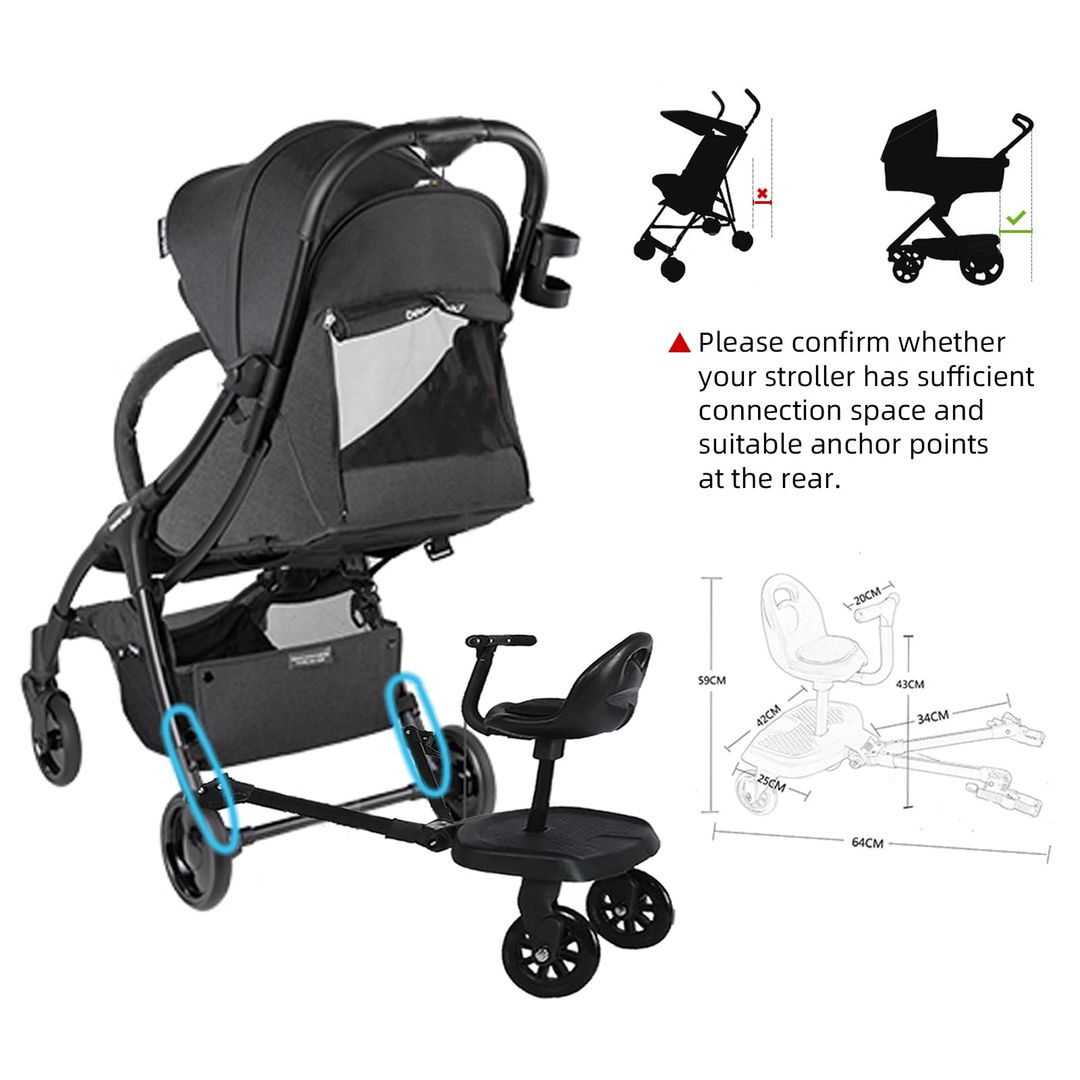 Kinderwagen-Fußbrett mit Sitz – Universal, Sicher & Platzsparend für Geschwisterkinder