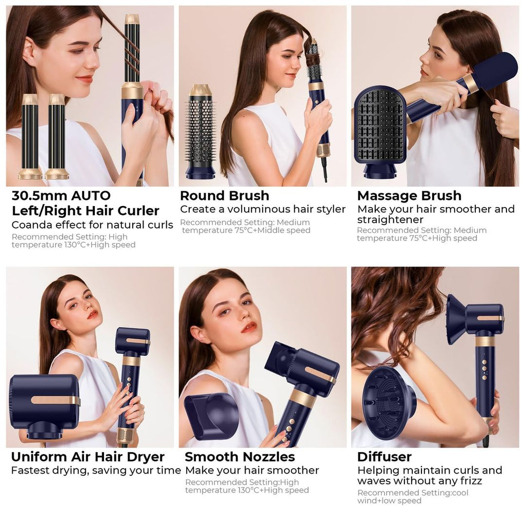 7-in-1 Airstyler mit 1400 W, Diffusor und 30-mm-Luftlockenbürste
