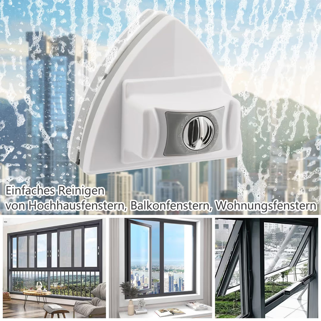 Magnetischer Fensterreiniger – Verstellbar, 5-35mm Glasdicke, Doppelseitige Bürste, Grün