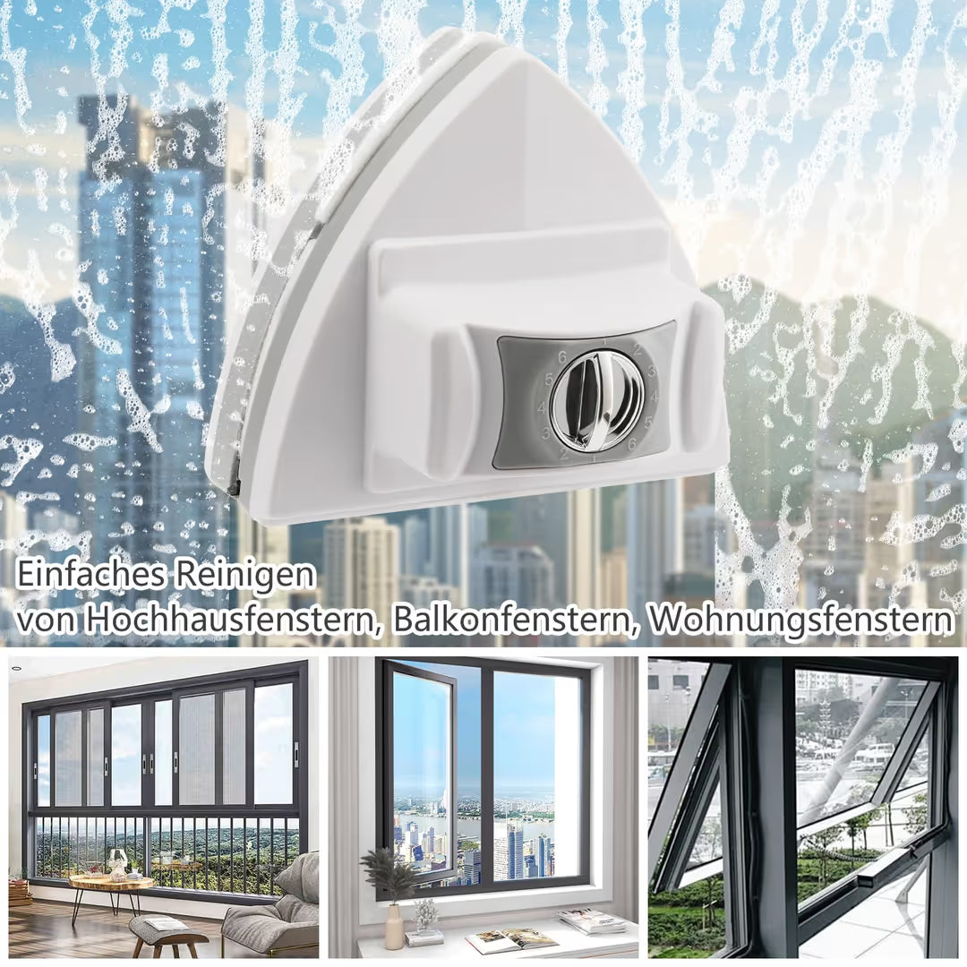 Magnetischer Fensterreiniger – Verstellbar, 5-35mm Glasdicke, Doppelseitige Bürste, Grün
