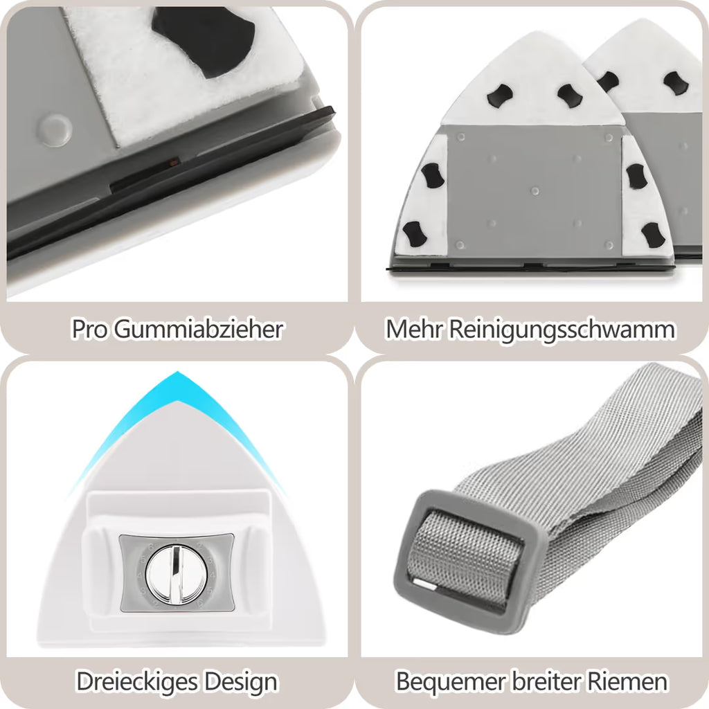 Magnetischer Fensterreiniger – Verstellbar, 5-35mm Glasdicke, Doppelseitige Bürste, Grün