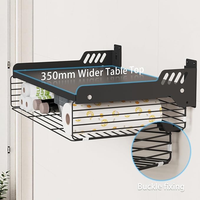 HMAKGG Mikrowellen-Wandregal mit Aufbewahrungskorb