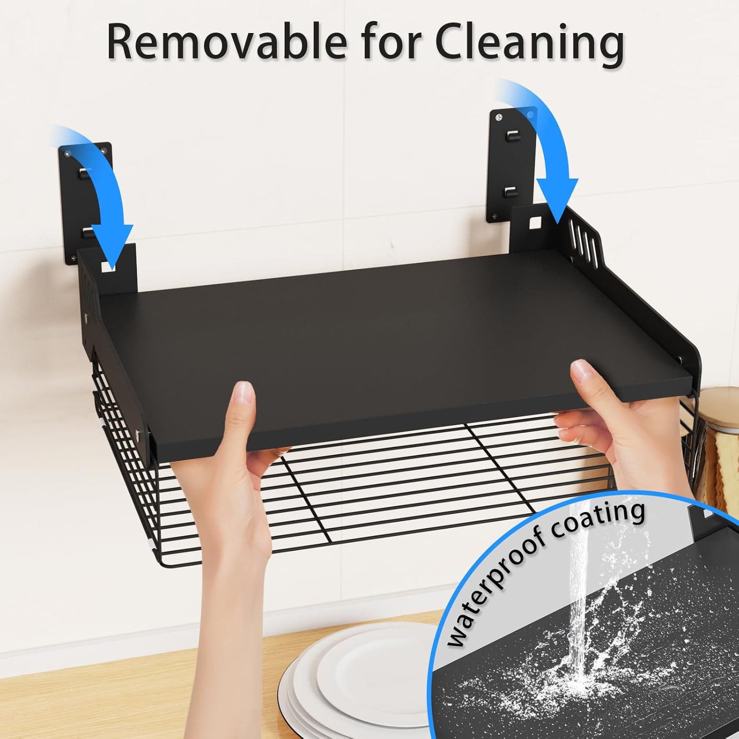 HMAKGG Mikrowellen-Wandregal mit Aufbewahrungskorb