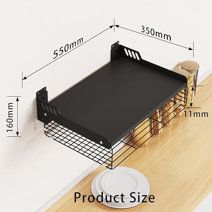 HMAKGG Mikrowellen-Wandregal mit Aufbewahrungskorb