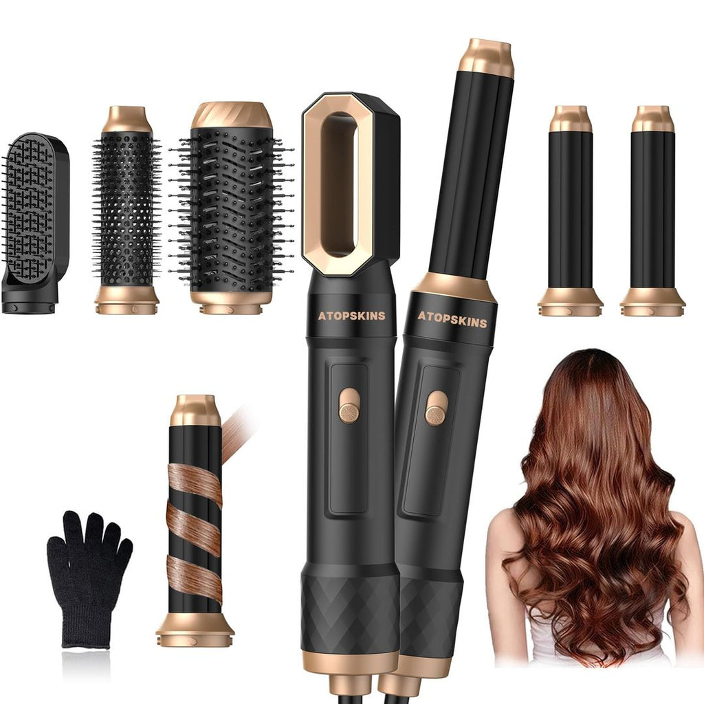 6-in-1 Heißluftbürste Haarstyler 1000W Ionic – Lockenbürste, Föhn & Glätter in einem