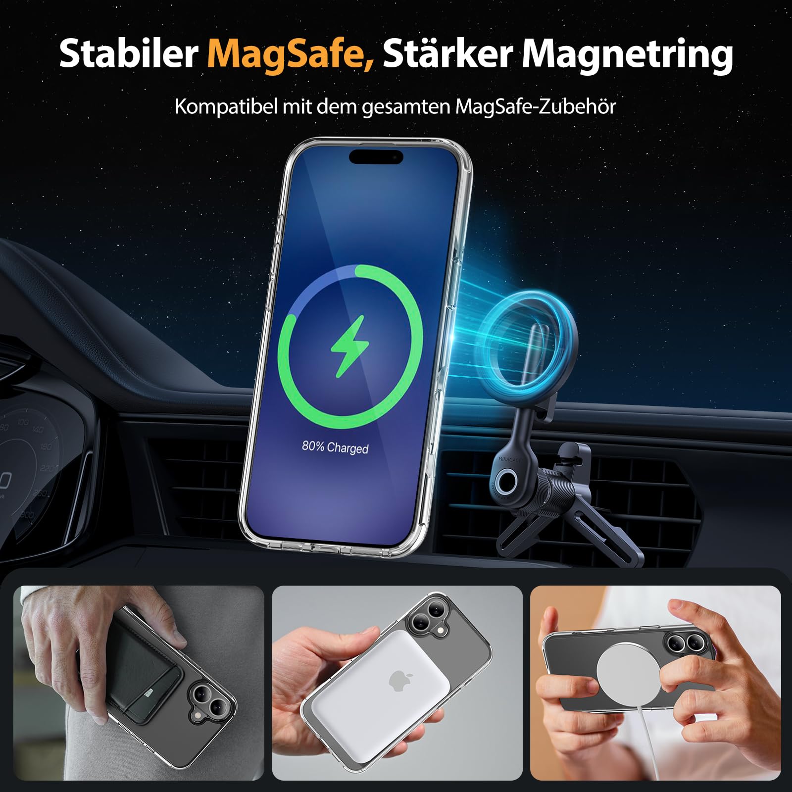 iPhone 16 Hülle – MagSafe, 2 Displayschutzfolien, Militärstandard, Stossfest, Transparent, 6,1 Zoll
