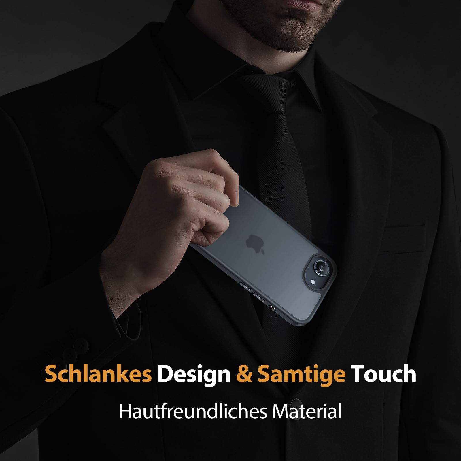 iPhone 16e Hülle – 360-Grad-Rundumschutz, Militärstandard, 2 Displayschutzfolien, Mattschwarz, 6,1 Zoll