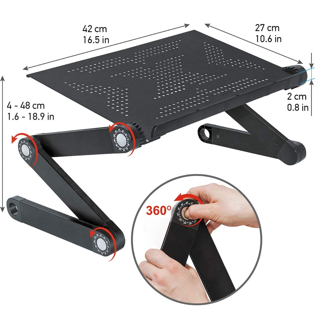 Klappbarer Laptop-Tisch Aluminium – Höhenverstellbar, Neigungswinkel, Lüftungsschlitze