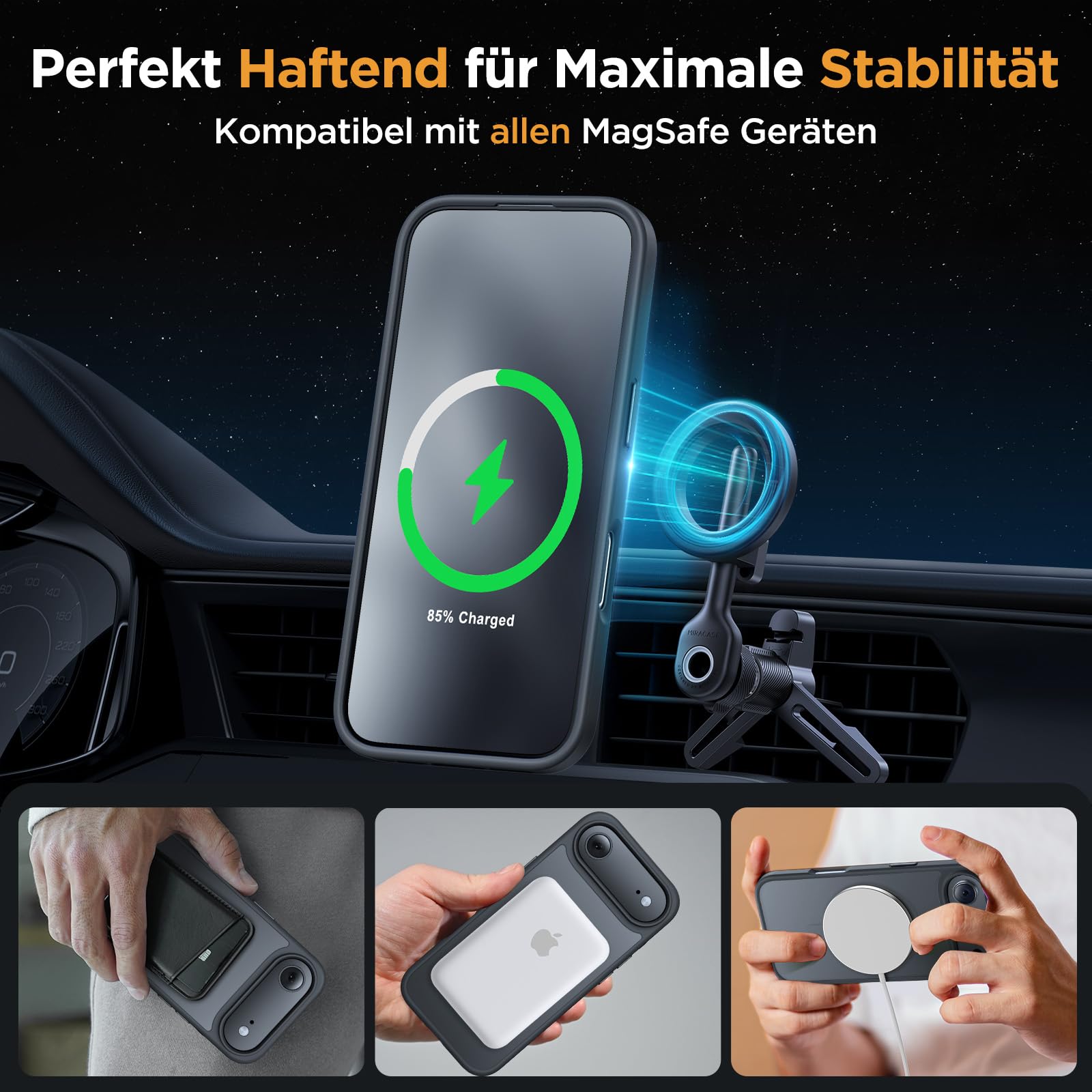 iPhone 17 Air Hülle – MagSafe, Militärstandard, Stossfest, Mattschwarz, 6,5 Zoll