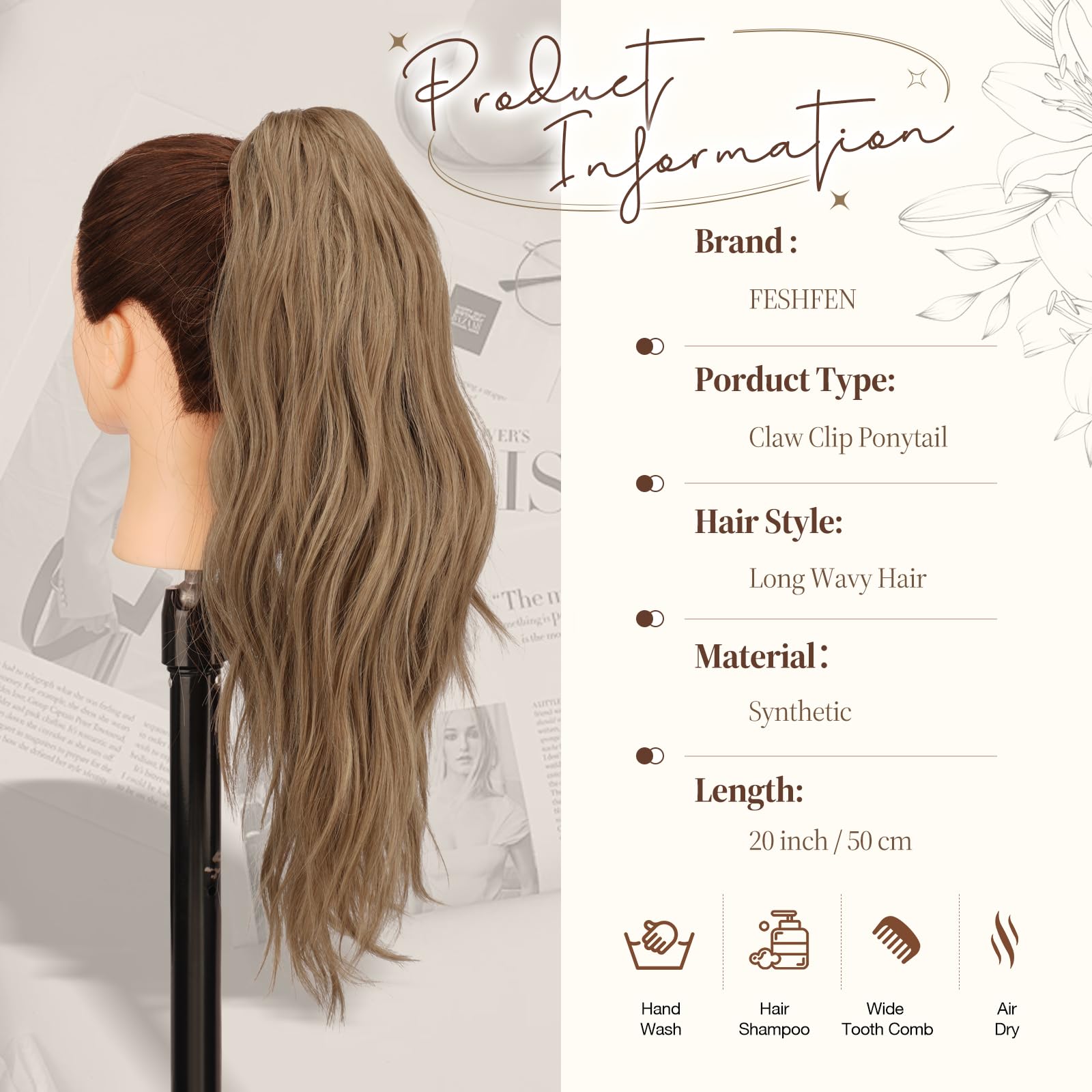 Pferdeschwanz mit Clip 50 cm