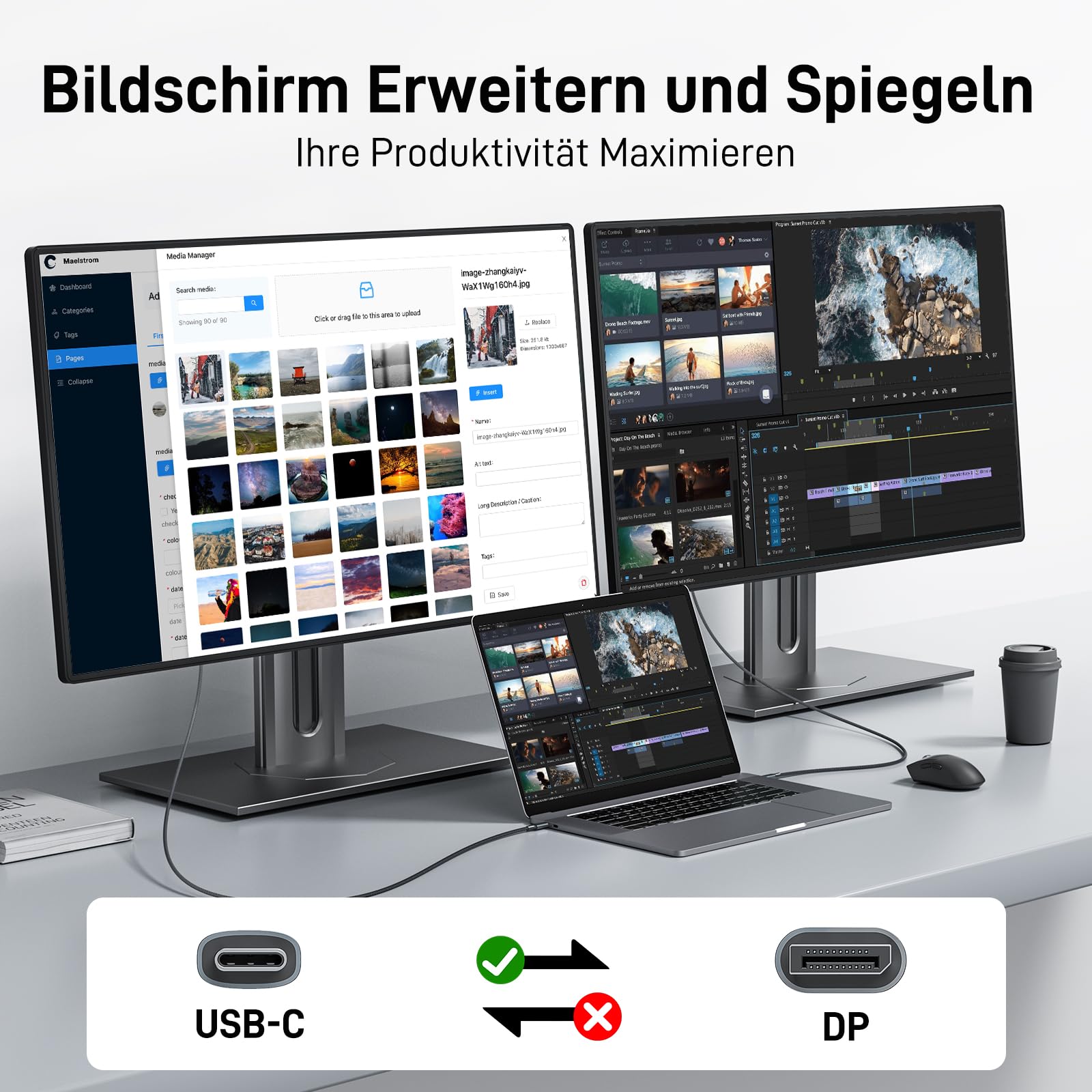 Кабел Acer USB C към DisplayPort 4K@60Hz и 2K@144Hz