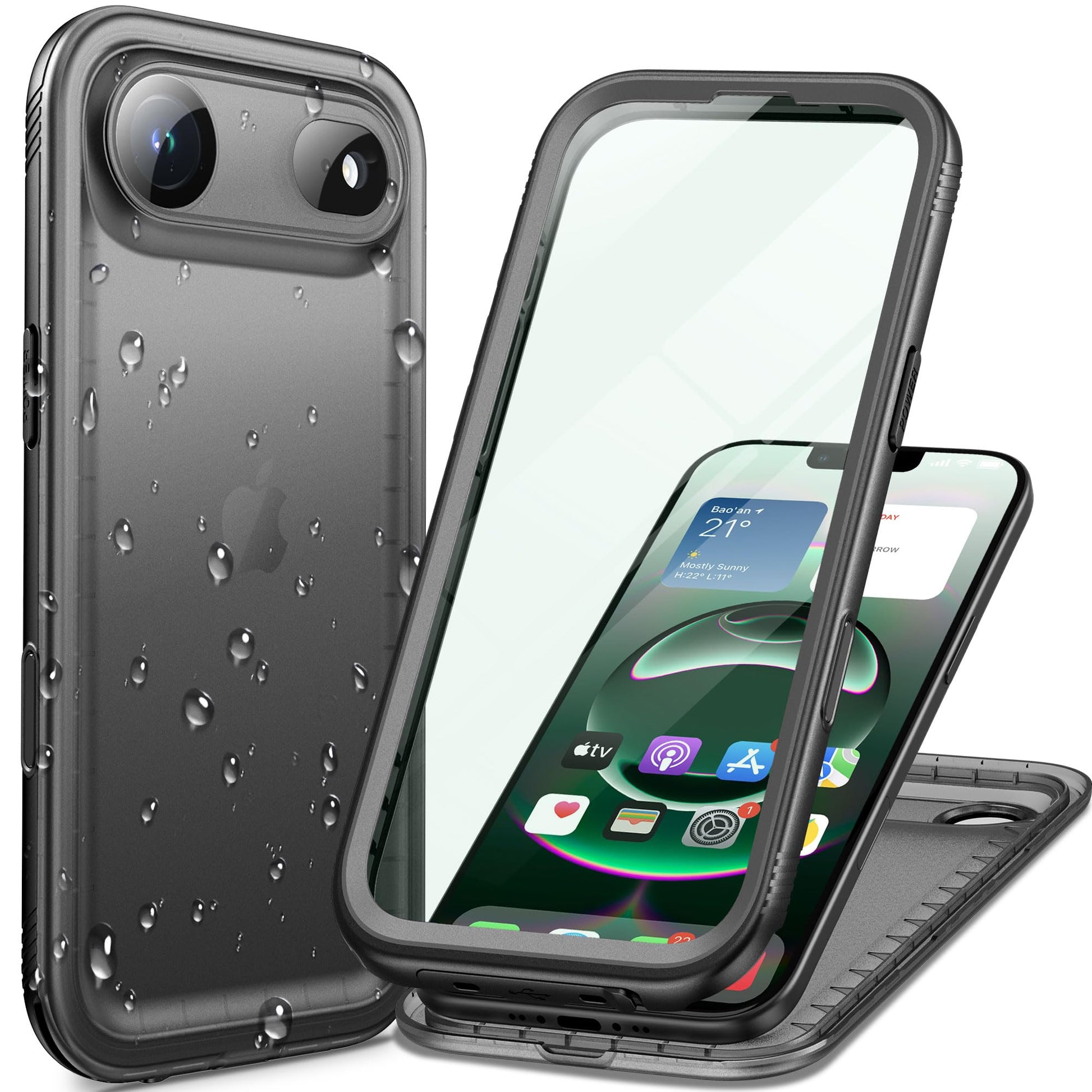 iPhone Air Hülle Military Grade – Wasserdicht, Stossfest, Schwarz