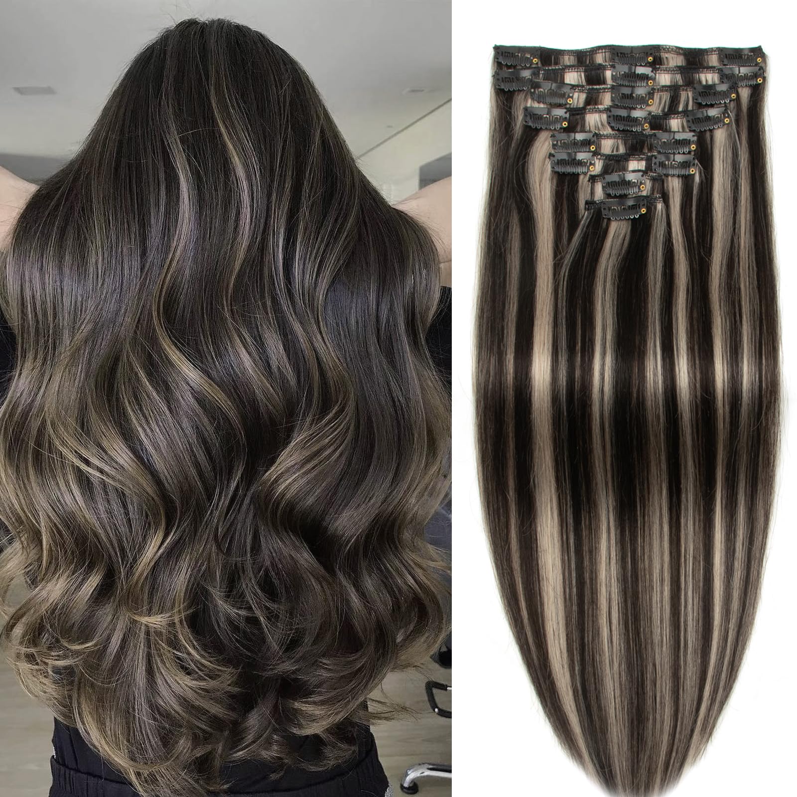 Doupor Clip-in Haarverlängerungen Echthaar Blond 18´´/#613