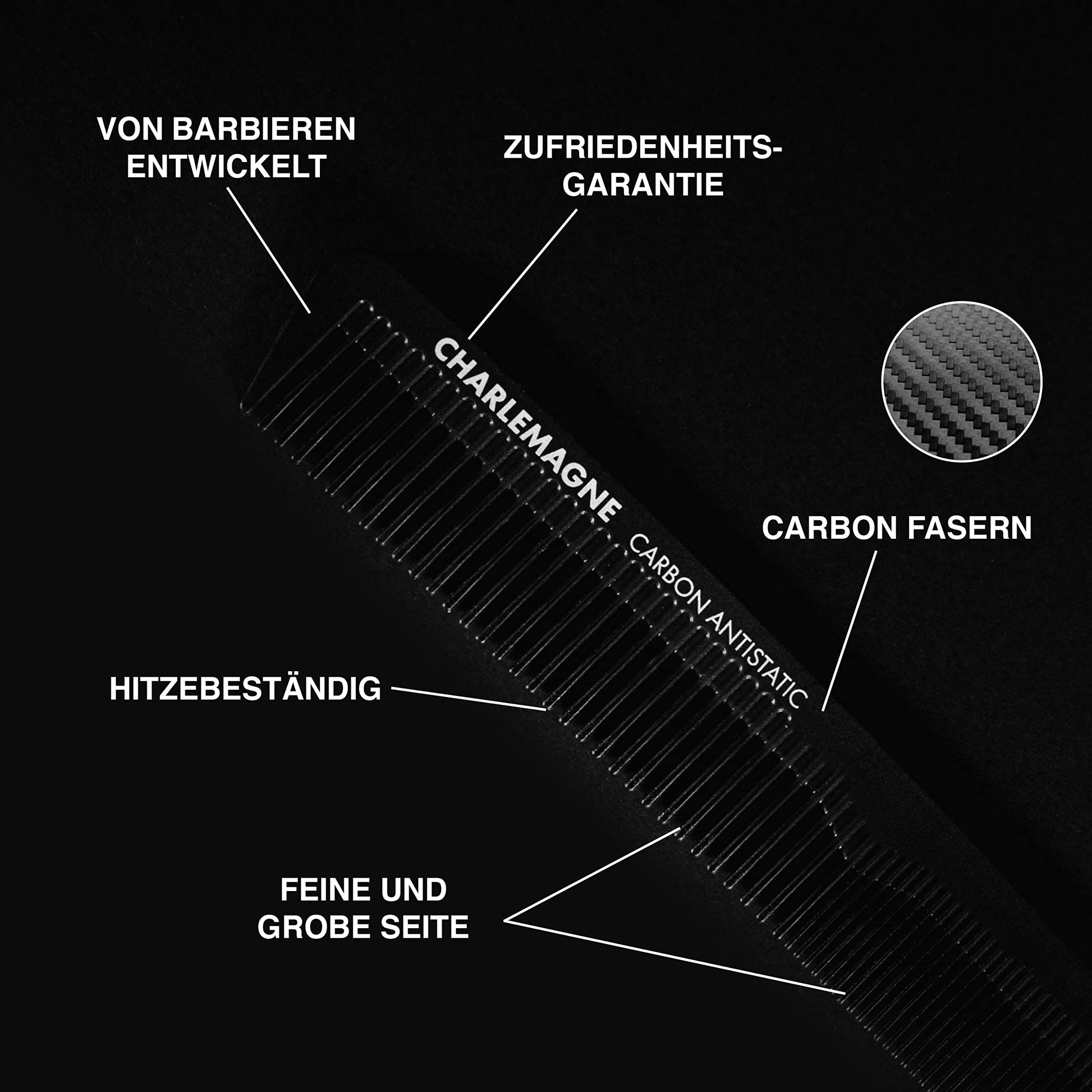 Bruchsicherer Carbon-Haarkamm (18 cm)