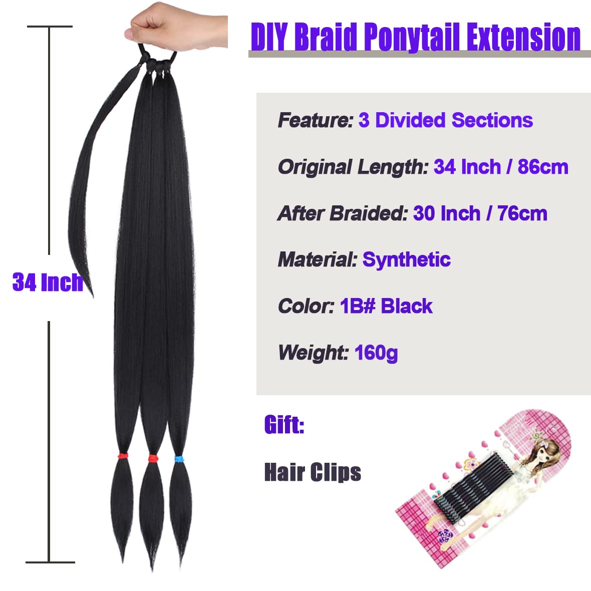 Pferdeschwanz Haarverlängerungen 34 Zoll