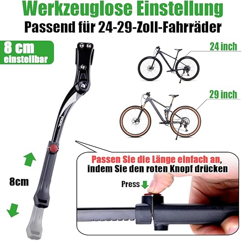RBRL Verstellbarer Fahrradständer – 18 mm Lochabstand, Aluminiumlegierung, 24-29 Zoll, MTB / E-Bike