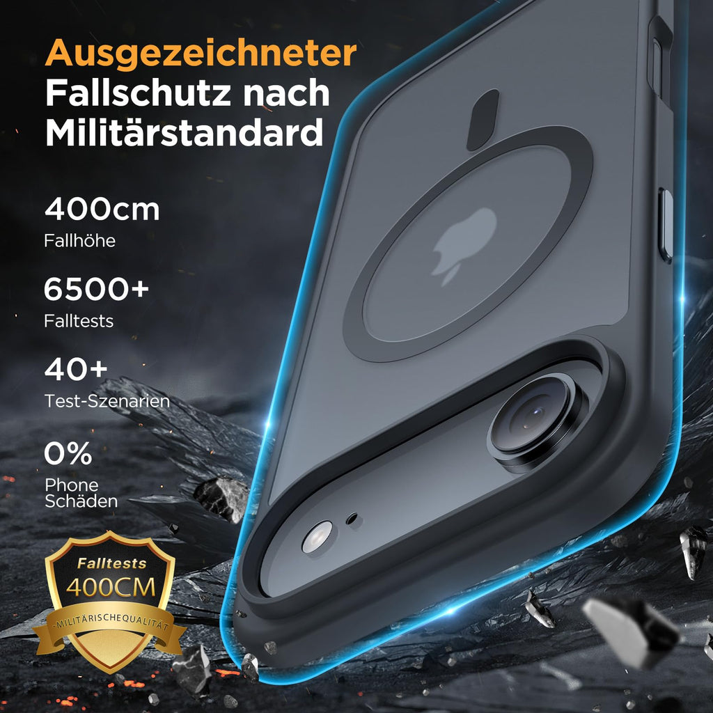 iPhone 17 Air Hülle – MagSafe, Militärstandard, Stossfest, Mattschwarz, 6,5 Zoll