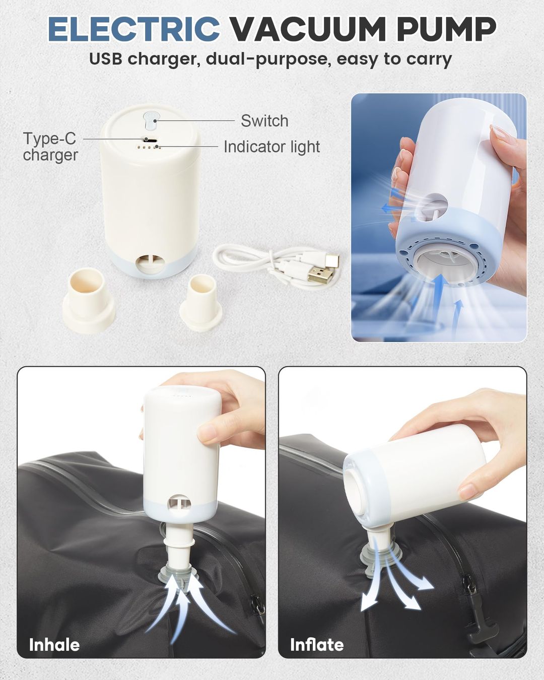 Rucksack mit Vakuumsystem für Handgepäck - Pfauenblau