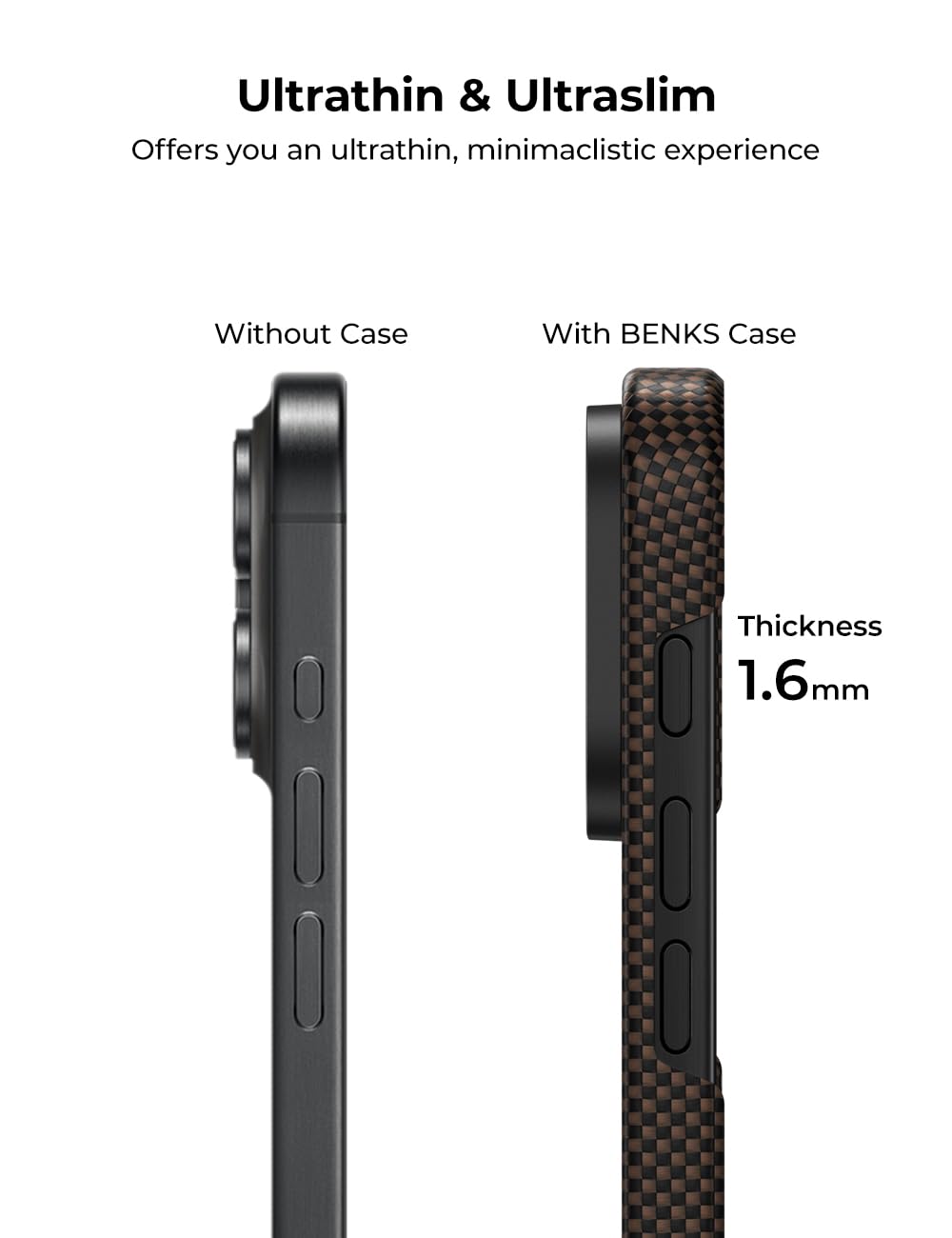 BENKS ArmorTint Hülle – iPhone 16 Pro, MagSafe, Kevlar Aramidfaser, Kameraschutz, Goldene Morgenröte