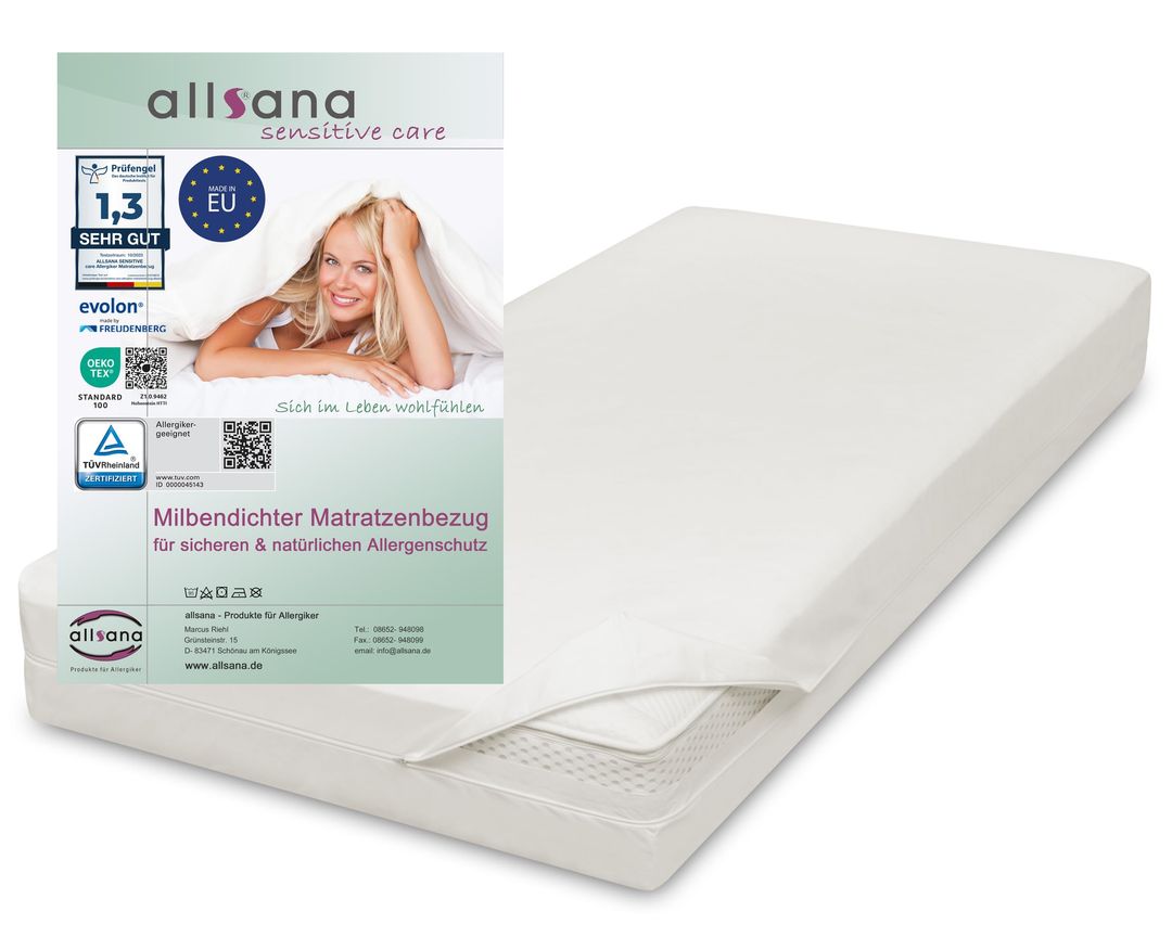 Allsana Allergie Matratzenbezug – Anti-Milben Schutz, 90x200x16 cm