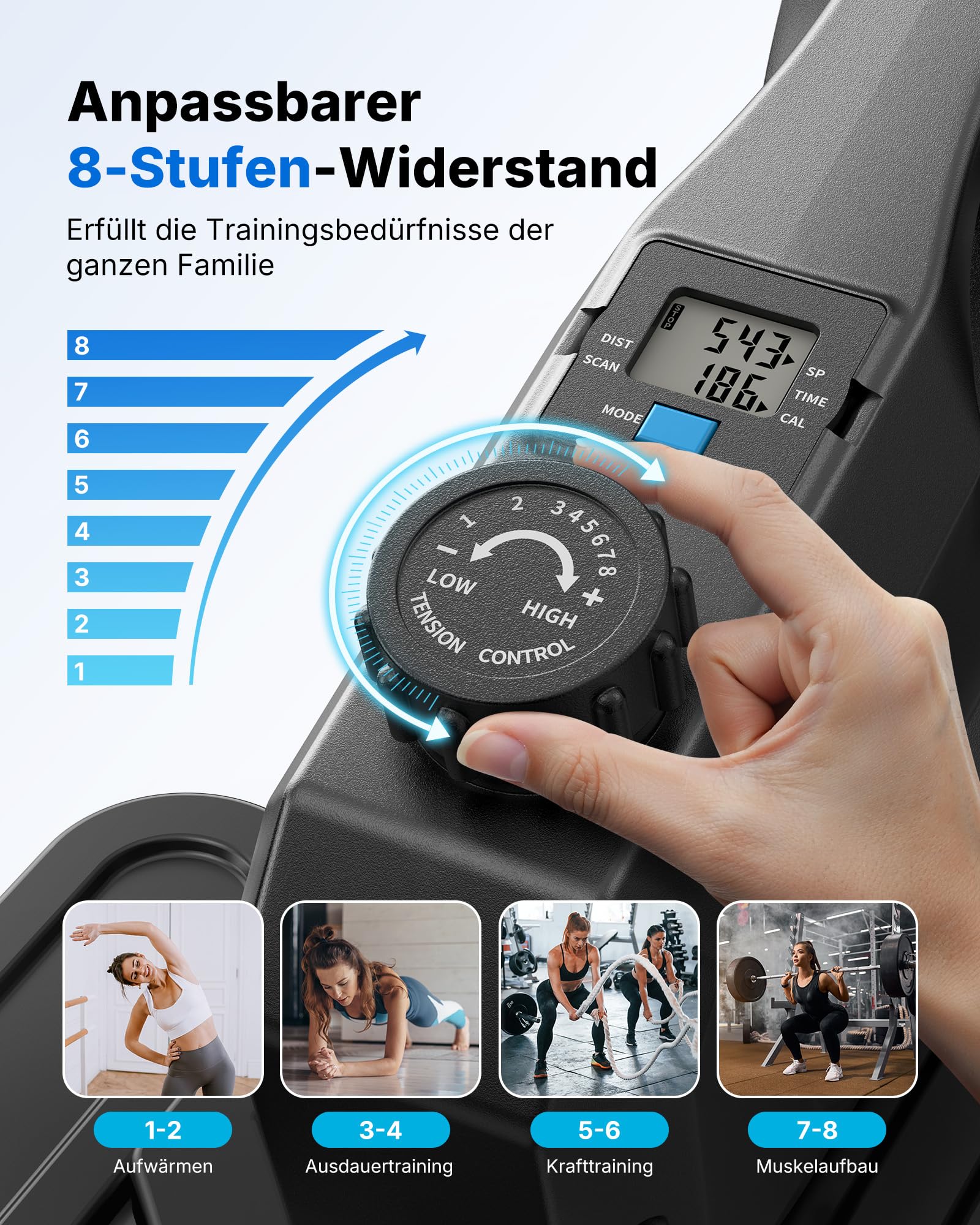 Mini Elliptical Trainer Elektrisch – 12 Stufen, Fernbedienung & Display, Schwarz