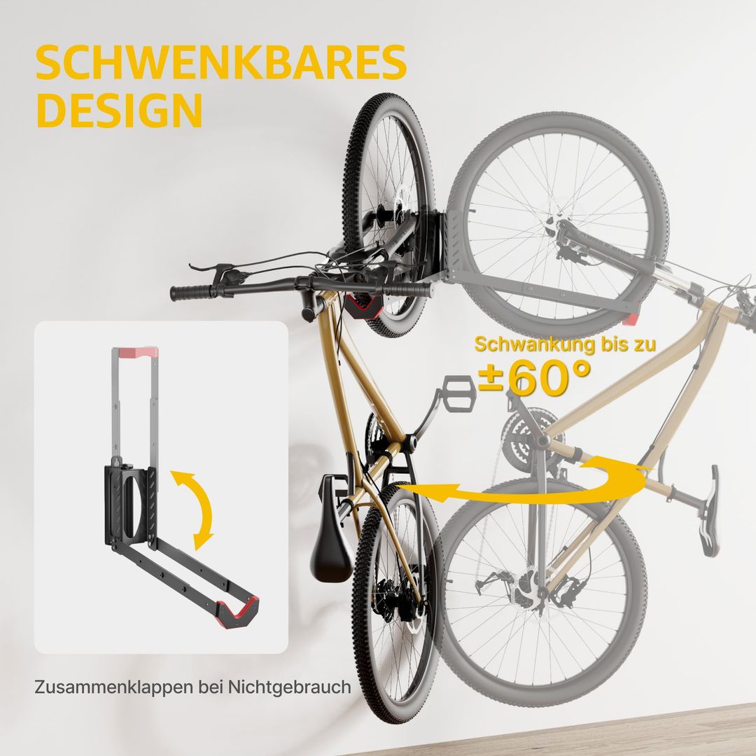 Schwenkbare Fahrrad-Wandhalterung bis 35 kg